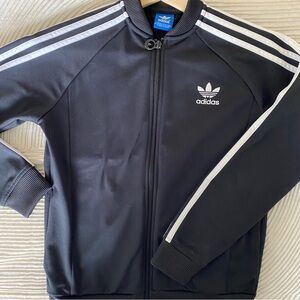 Adidas Black Track Jacket with White Stripes
